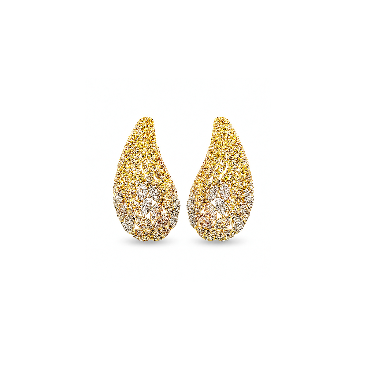 Crystal Leaf Filigree Teardrop Statement Earrings