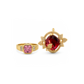 Pink Sapphire and Red Ruby-Style CZ Ring and Pendant Set