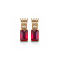 Crown and Emerald-Cut Ruby CZ Drop Earrings
