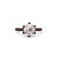 Black Rhodium-Plated Solitaire CZ Ring with Ruby Accent Stones