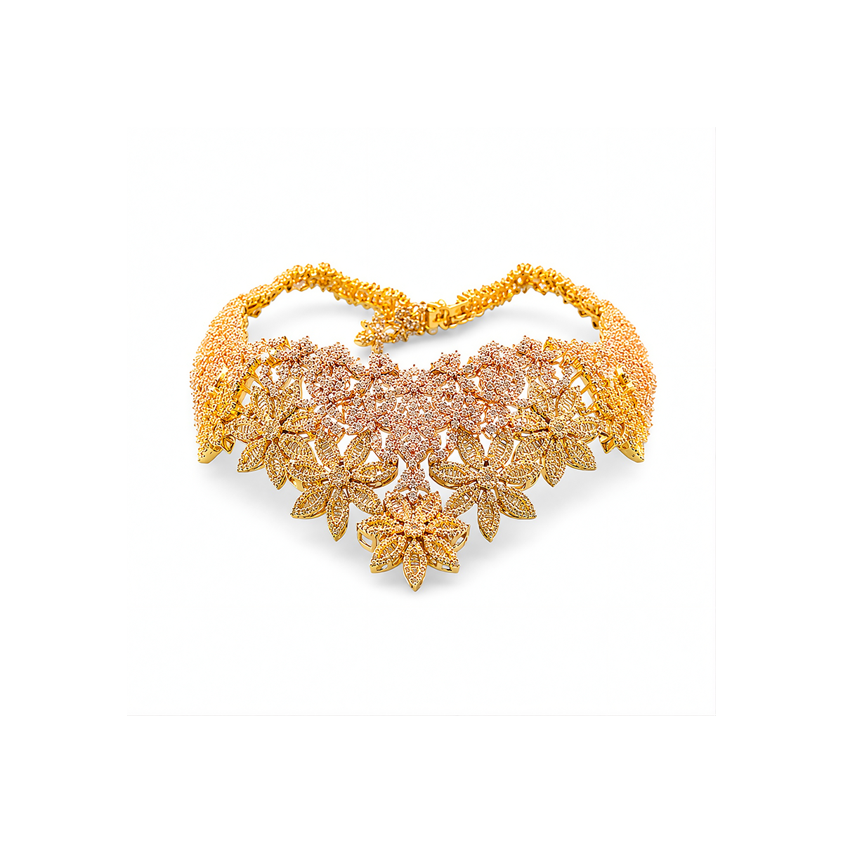 Pave Floral Statement Choker Necklace