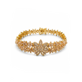 Gold-Plated Pavé Crystal Floral Cluster Statement Bracelet