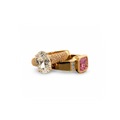Gold-Plated Oval and Pink Stone Statement Ring Set