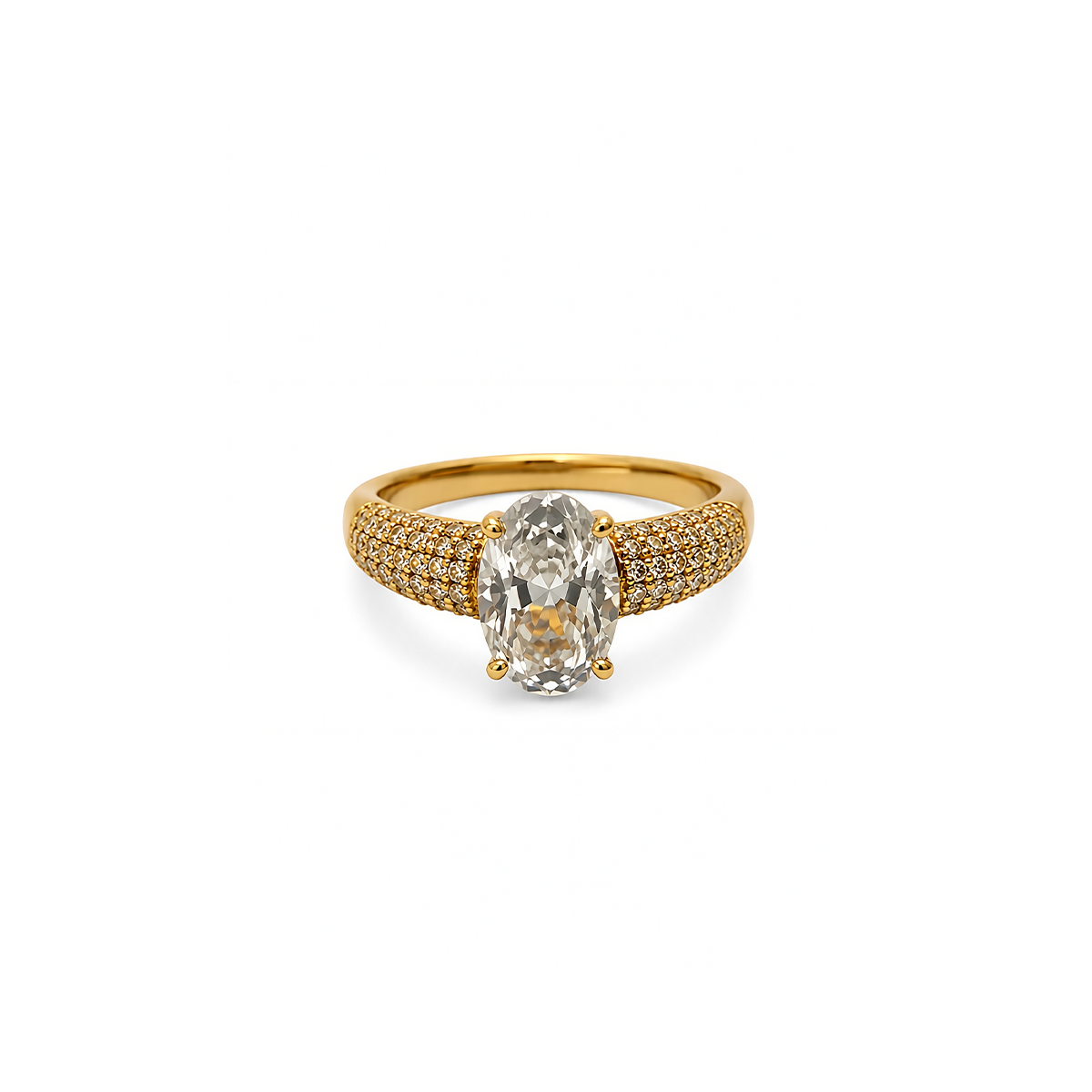Pavé Crystal Band Oval Center Stone Statement Ring