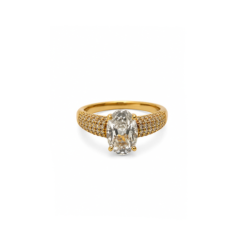 Pavé Crystal Band Oval Center Stone Statement Ring