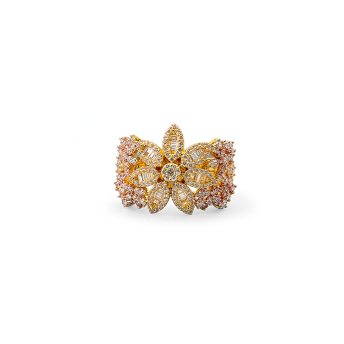 Crystal Floral Cluster Statement Ring