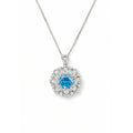 Turquoise Crystal Pendant Necklace with CZ Halo