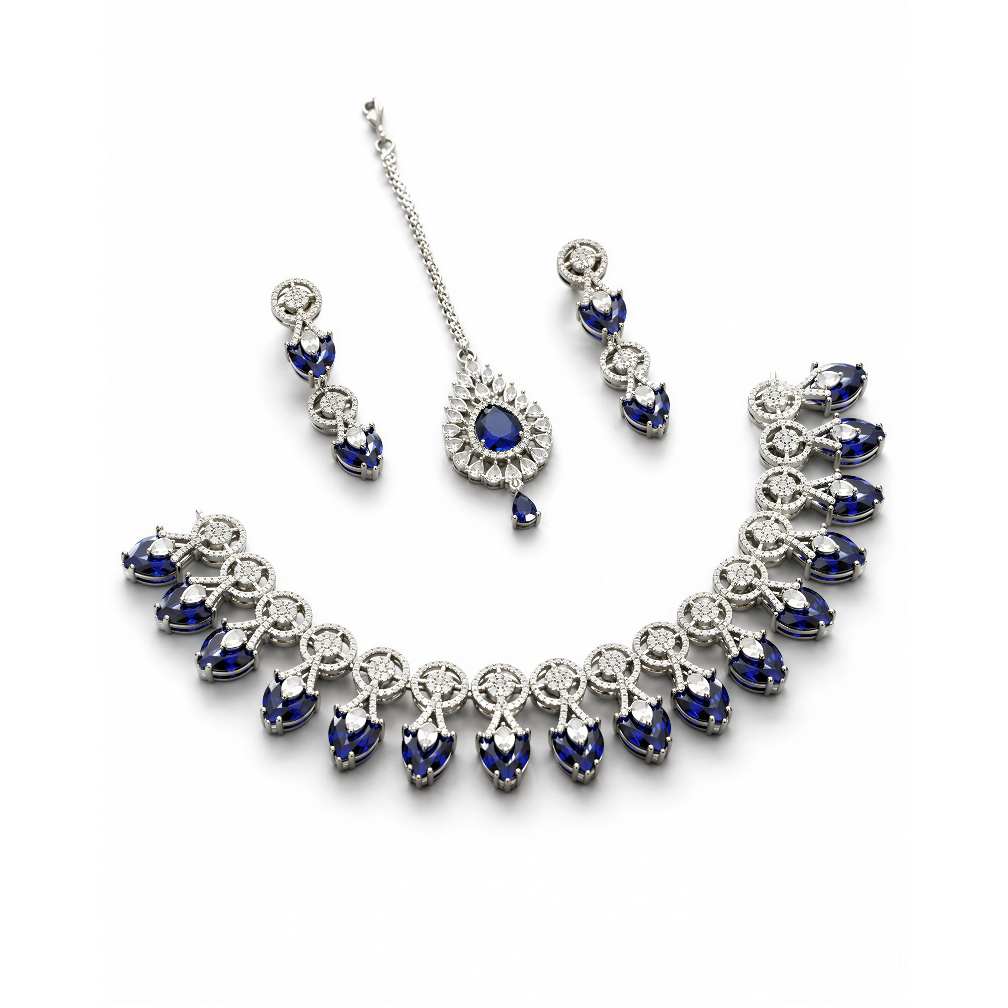Royal Blue Sapphire & Diamond Bridal Set